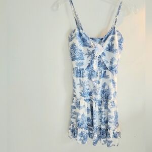 Cider Blue and White Patterned Dress